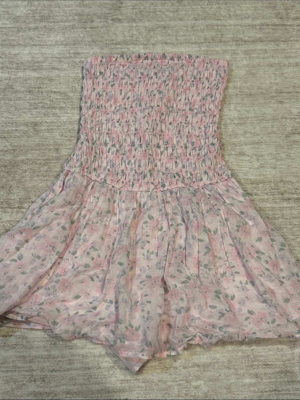 Hollister Pink Floral Smocked Sundress Romper
